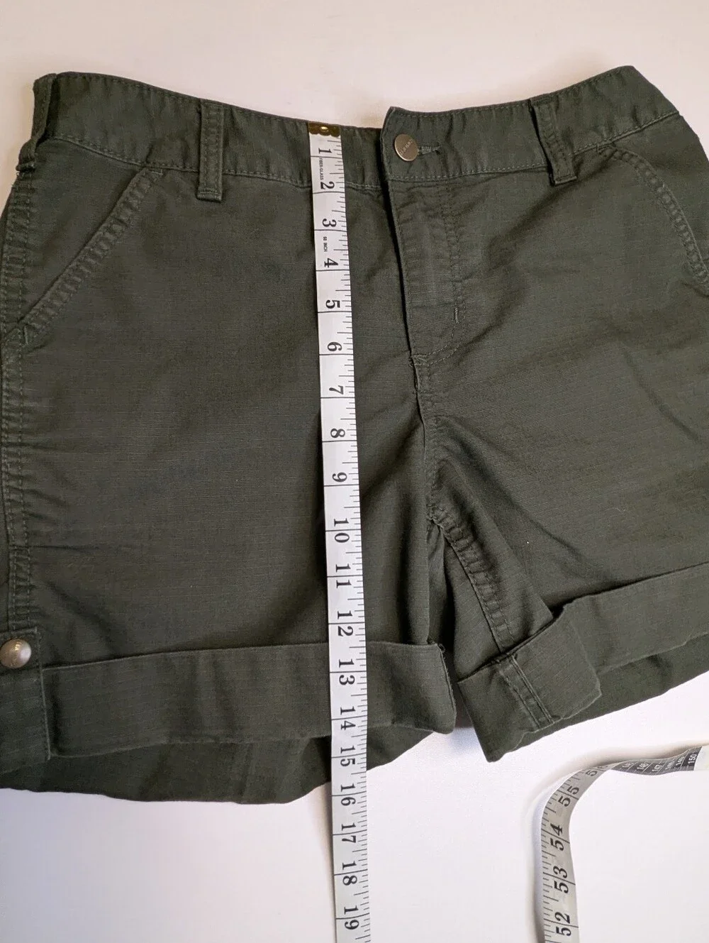 Carhartt Women's Dark Olive Rolled-Hem Utility Shorts